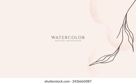 Abstract horizontal watercolor background. Neutral light pink brown colored empty space background illustration