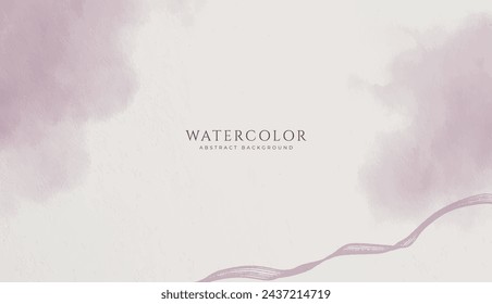Fondo de acuarela horizontal abstracto. Ilustración de fondo de espacio vacío de color púrpura claro neutro