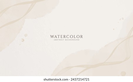 Abstract horizontal watercolor background. Neutral light brown colored empty space background illustration