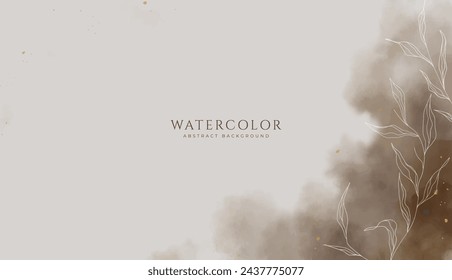 Abstract horizontal watercolor background. Neutral light brown colored empty space background illustration