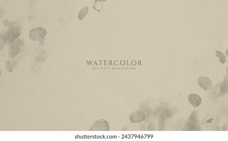 Abstract horizontal watercolor background. Neutral light brown colored empty space background illustration