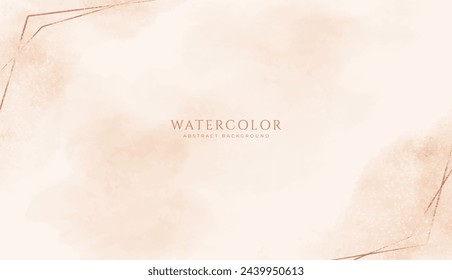 Abstract horizontal watercolor background. Neutral light brown colored empty space background illustration