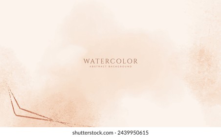 Abstract horizontal watercolor background. Neutral light brown colored empty space background illustration