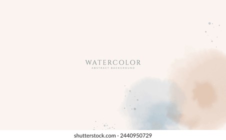 Abstract horizontal watercolor background. Neutral light brown blue colored empty space background illustration