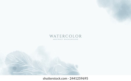 Abstract horizontal watercolor background. Neutral light brown navy blue colored empty space background illustration