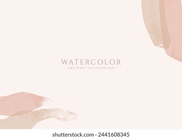 Abstract horizontal watercolor background. Neutral light colored empty space background illustration