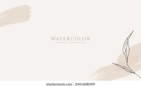 Abstract horizontal watercolor background. Neutral light colored empty space background illustration