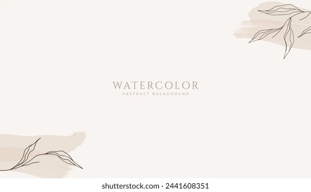 Abstract horizontal watercolor background. Neutral light colored empty space background illustration