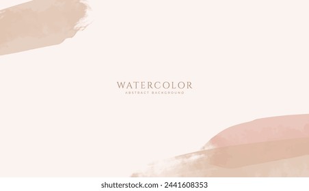 Abstract horizontal watercolor background. Neutral light colored empty space background illustration