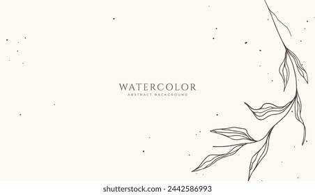 Abstract horizontal watercolor background. Neutral light brown yellow colored empty space background illustration