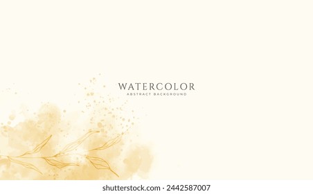 Abstract horizontal watercolor background. Neutral light brown yellow colored empty space background illustration