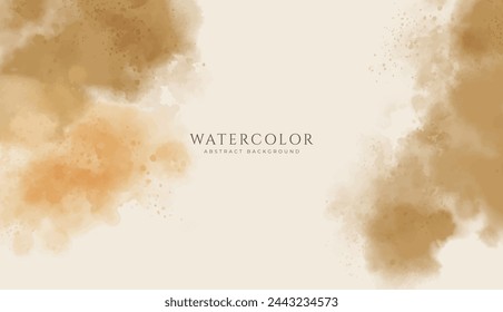 Abstract horizontal watercolor background. Neutral light brown yellow colored empty space background illustration