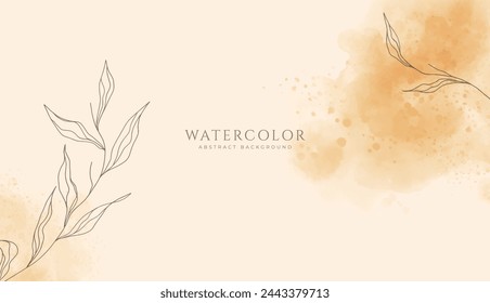 Abstract horizontal watercolor background. Neutral light colored empty space background illustration
