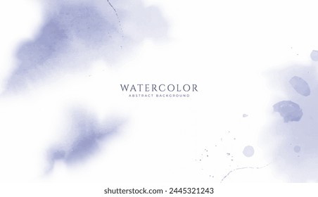 Abstract horizontal watercolor background. Neutral light blue purple colored empty space background illustration