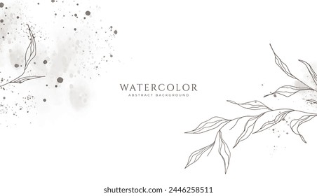 Abstract horizontal watercolor background. Neutral light colored empty space background illustration