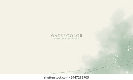 Abstract horizontal watercolor background. Neutral light brown green colored empty space background illustration