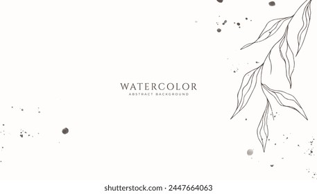 Abstract horizontal watercolor background. Neutral light brown white colored empty space background illustration