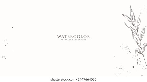 Abstract horizontal watercolor background. Neutral light brown white colored empty space background illustration