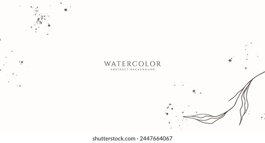 Abstract horizontal watercolor background. Neutral light brown white colored empty space background illustration