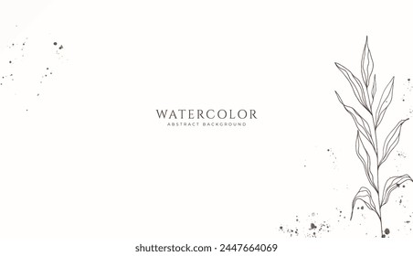 Abstract horizontal watercolor background. Neutral light brown white colored empty space background illustration