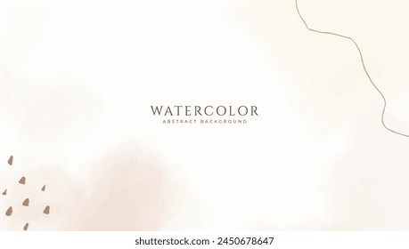 Abstract horizontal watercolor background. Neutral light colored empty space background illustration