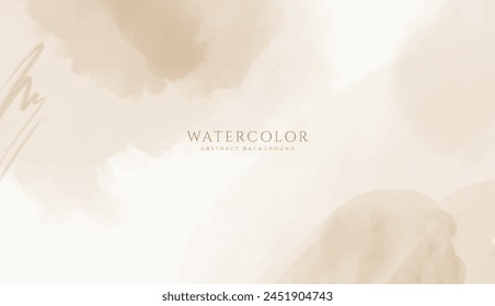 Abstract horizontal watercolor background. Neutral brown white colored empty space background illustration