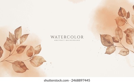 Abstract horizontal watercolor background. Neutral light colored empty space background illustration