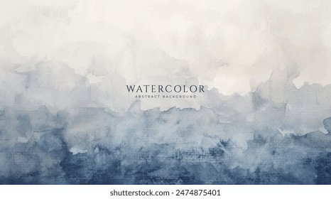 Abstract horizontal watercolor background. Neutral light colored empty space background illustration