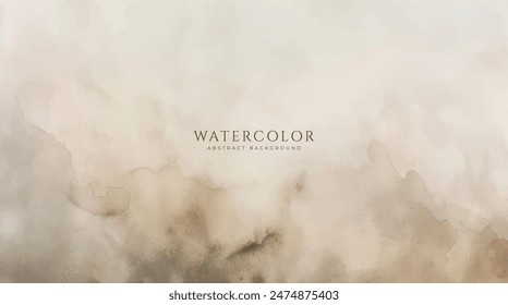 Abstract horizontal watercolor background. Neutral light colored empty space background illustration