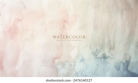 Abstract horizontal watercolor background. Neutral light colored empty space background illustration