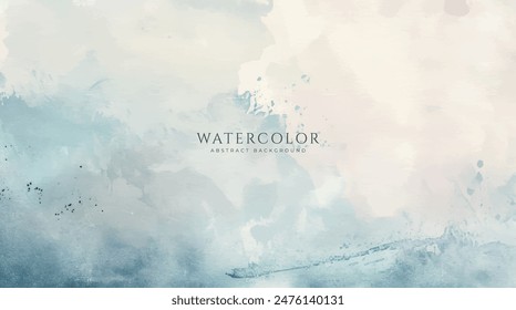 Abstract horizontal watercolor background. Neutral light colored empty space background illustration