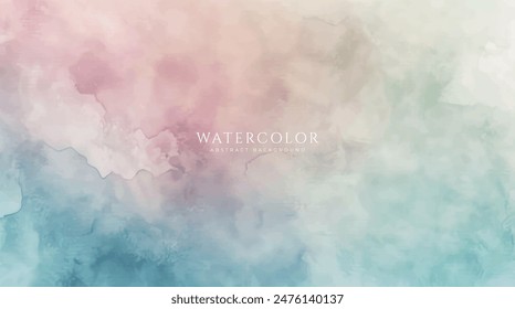 Abstract horizontal watercolor background. Neutral light colored empty space background illustration