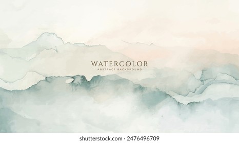 Abstract horizontal watercolor background. Neutral light colored empty space background illustration