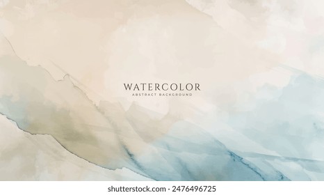 Abstract horizontal watercolor background. Neutral light colored empty space background illustration