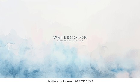 Abstract horizontal watercolor background. Neutral light colored empty space background illustration