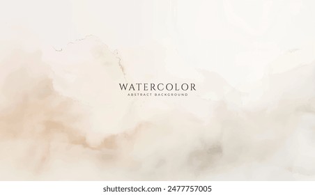 Abstract horizontal watercolor background. Neutral light colored empty space background illustration