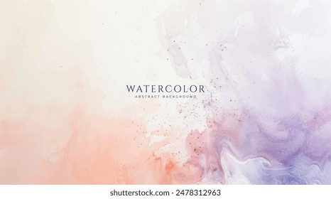 Abstract horizontal watercolor background. Neutral light colored empty space background illustration