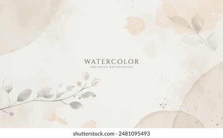 Abstract horizontal watercolor background. Neutral light colored empty space background illustration