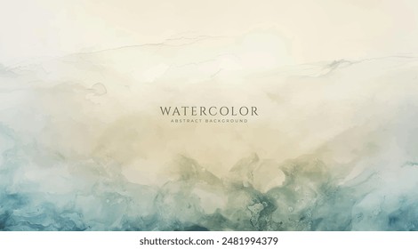 Abstract horizontal watercolor background. Neutral light colored empty space background illustration