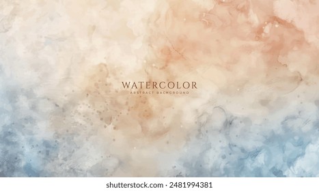Abstract horizontal watercolor background. Neutral light colored empty space background illustration