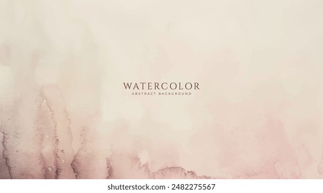Abstract horizontal watercolor background. Neutral light colored empty space background illustration