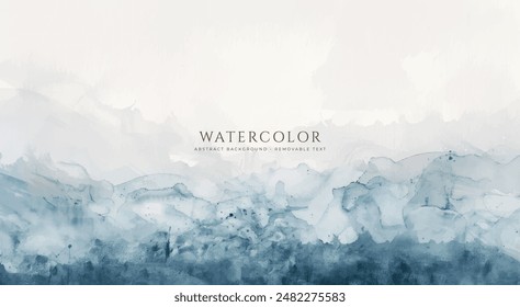 Abstract horizontal watercolor background. Neutral light colored empty space background illustration