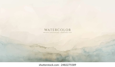 Abstract horizontal watercolor background. Neutral light colored empty space background illustration