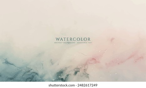 Abstract horizontal watercolor background. Neutral light colored empty space background illustration