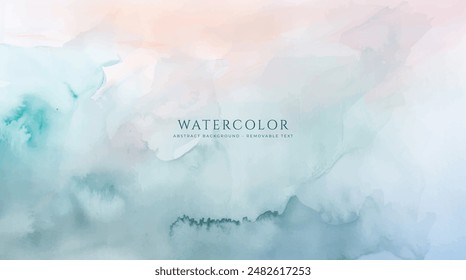 Abstract horizontal watercolor background. Neutral light colored empty space background illustration