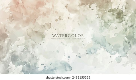 Abstract horizontal watercolor background. Neutral light colored empty space background illustration