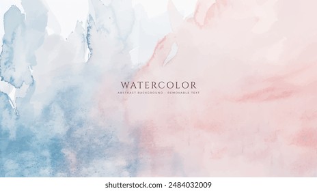 Abstract horizontal watercolor background. Neutral light colored empty space background illustration