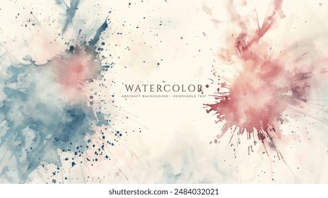 Abstract horizontal watercolor background. Neutral light colored empty space background illustration