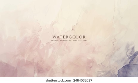 Abstract horizontal watercolor background. Neutral light colored empty space background illustration