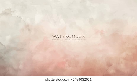 Abstract horizontal watercolor background. Neutral light colored empty space background illustration